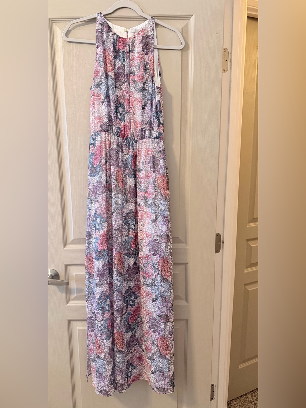 Open back floral maxi dress with slits